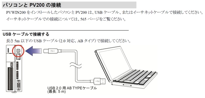 パソコンとPV200 USB接続